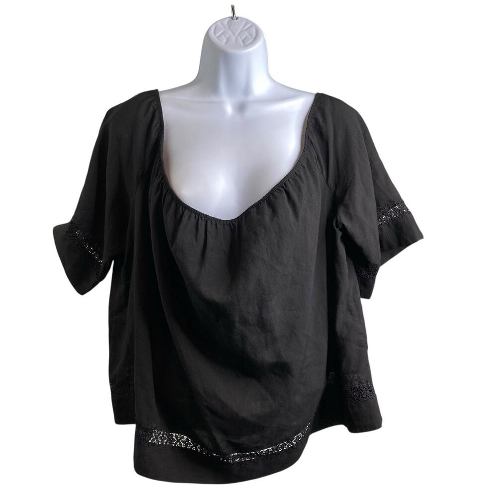 Otte New‎ York Women's Black Boho Peasant Blouse Size M/L Minimalist Coquette